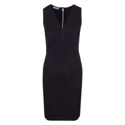 Slim Fit Jersey Linen-Blend Stretch Pencil Dress - Black By Haris Cotton