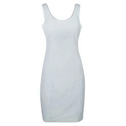 Sleeveless Slim Fit Jersey Linen Blend Stretch Dress - Ocean Air By Haris Cotton