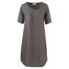 Linen Balloon Fit Dress With 3/4 Sleeves - Taupe By Haris Cotton