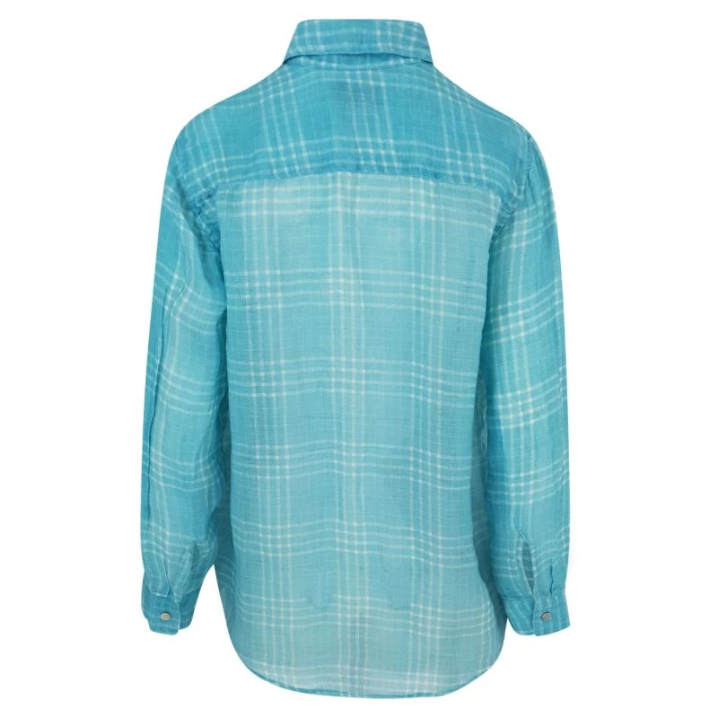 Check Linen Gauze Shirt - Blue By Haris Cotton 2 Check Linen Gauze Shirt - Blue By Haris Cotton - Image 2