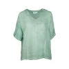 V-Neck Linen Gauze Freddo Dye Loose Fit Blouse - Green By Haris Cotton