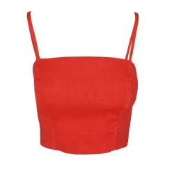 Linen Blend Stretch Bust - Coral Reef By Haris Cotton