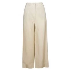 Linen Blend Wide Legged Pants - Sand By Haris Cotton