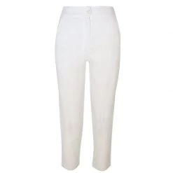 Ribbed Waist Linen Freddo Dye Tapered Pants - White By Haris Cotton