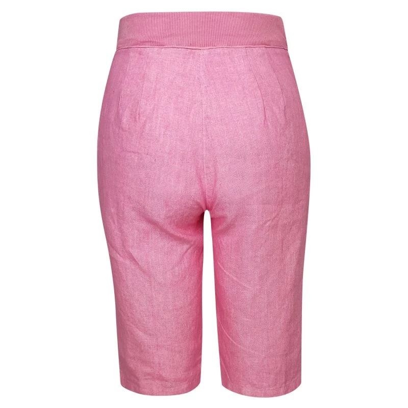 Ribbed Back Waist Linen Bermuda - Hydrangea By Haris Cotton 2 Ribbed Back Waist Linen Bermuda - Hydrangea By Haris Cotton - Image 2