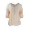"V"Neck Linen Long Sleeved Blouse - Melon By Haris Cotton