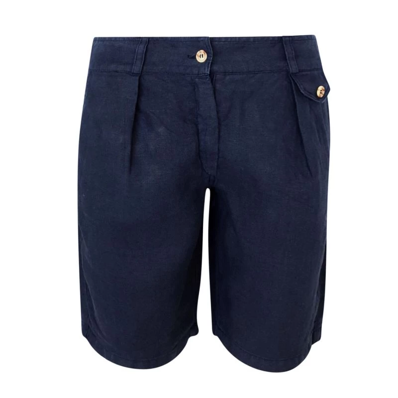 Linen Bermuda With Zip & Button - Blue Marine By Haris Cotton 1 Linen Bermuda With Zip & Button - Blue Marine By Haris Cotton