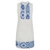 Sleeveless Mini Linen Dress With Embroidered Panels - White By Haris Cotton