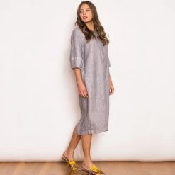 Lantern Sleeves Linen Midi Dress - Grey By Haris Cotton 6 Lantern Sleeves Linen Midi Dress - Grey By Haris Cotton -Cheap Haris Cotton Store cacl6ma0j2gjco20edgo
