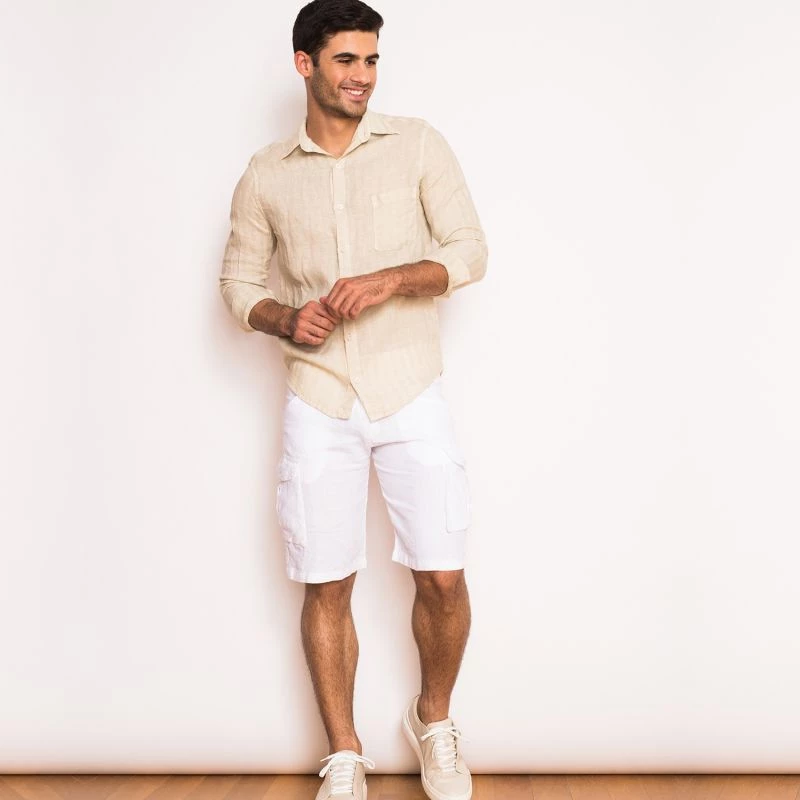 Safari Linen Bermuda - White By Haris Cotton 2 Safari Linen Bermuda - White By Haris Cotton - Image 2