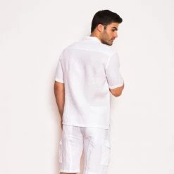 Praxiteles Short Sleeved Linen Shirt - White Color By Haris Cotton -Cheap Haris Cotton Store cjdbjvpr6hgshyply10o