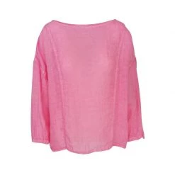 Long Sleeved Linen Gauze Blouse With Front Seams - Hydrangea By Haris Cotton