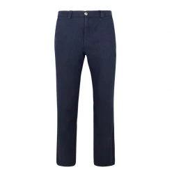 Linen Pants With Back Cargo Pockets- Blue Marine By Haris Cotton