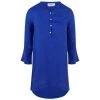 High-Low "V" Neck Linen Gauze Tunic - Lapis By Haris Cotton