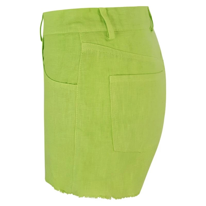 Linen Cut-Hem Shorts - Spring Green By Haris Cotton 2 Linen Cut-Hem Shorts - Spring Green By Haris Cotton - Image 2