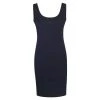 Sleeveless Slim Fit Jersey Linen Blend Stretch Dress - Black By Haris Cotton