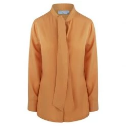 Tie-Neck Lyocell Shirt - Ochre By Haris Cotton