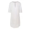 Linen Front Zip Dress With Embroidered Panels - White By Haris Cotton