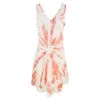 "V" Neckline Flared Linen Tie Dye Dress - Coral Reef/White By Haris Cotton