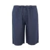 Elastic Waistband Linen Bermuda - Blue Marine By Haris Cotton