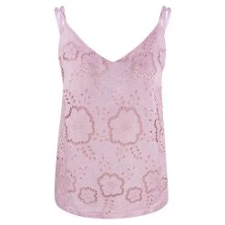 Strapped Linen Top With Embroidered Details - Violet By Haris Cotton