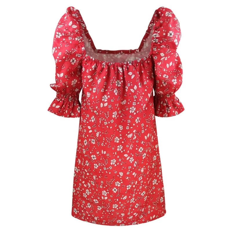 Off Shoulders Mini Linen Dress - Coral Reef By Haris Cotton 2 Off Shoulders Mini Linen Dress - Coral Reef By Haris Cotton - Image 2