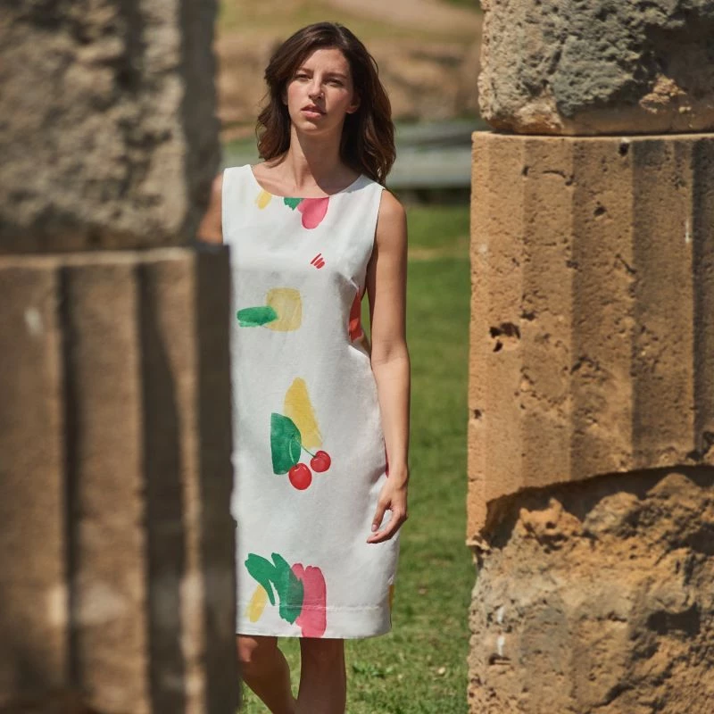 Midi Sleeveless Linen-Blend Dress Cherry Tree By Haris Cotton 3 Midi Sleeveless Linen-Blend Dress Cherry Tree By Haris Cotton - Image 3