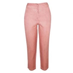 Ribbed Waist Linen Freddo Dye Tapered Pants-Pale Pink Freddo By Haris Cotton