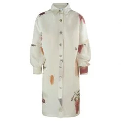 Linen- Blend Shirt With Puff Long Sleeves - Olive Tree By Haris Cotton