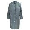 Linen Shirt Dress With Puff Long Sleeves - Harbor Grey By Haris Cotton