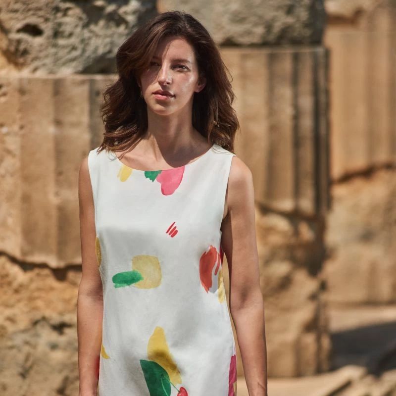 Midi Sleeveless Linen-Blend Dress Cherry Tree By Haris Cotton 4 Midi Sleeveless Linen-Blend Dress Cherry Tree By Haris Cotton - Image 4