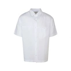 Short Sleeved Front Pocket Linen Shirt - White By Haris Cotton