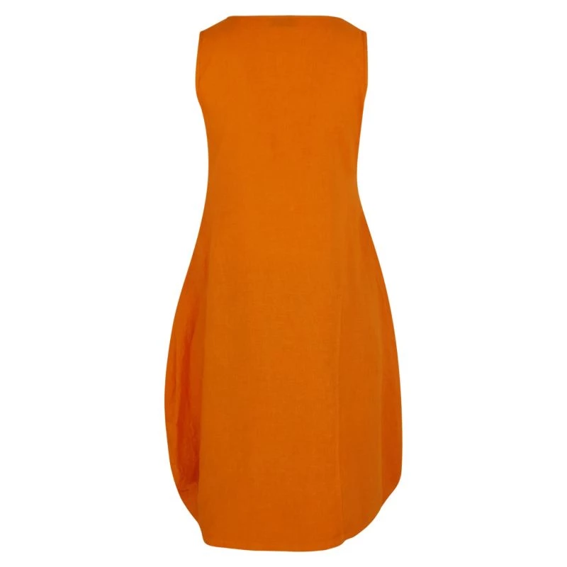 Sleeveless Maxi Balloon Shaped Linen Dress - Ochre By Haris Cotton 2 Sleeveless Maxi Balloon Shaped Linen Dress - Ochre By Haris Cotton - Image 2