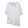Front Pocket Linen Short-Sleeved Blouse - White By Haris Cotton