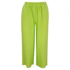 Cropped Linen Pants - Spring Green By Haris Cotton