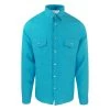Long Sleeved Front Pocket Linen Shirt - Zante Blue By Haris Cotton