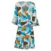 Printed Viscose Wrap Dress With Ruffles - Blue By Haris Cotton