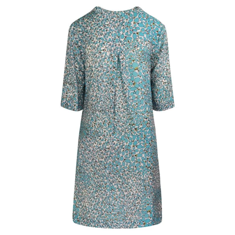 Printed Viscose "V" Neck Midi Dress -Zante Blue By Haris Cotton 2 Printed Viscose "V" Neck Midi Dress -Zante Blue By Haris Cotton - Image 2