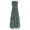 Maxi Length Cotton Dress - Harbor Grey/Lapis By Haris Cotton