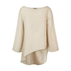 Linen Gauze Asymmetrical Long Sleeves Blouse - Sand By Haris Cotton