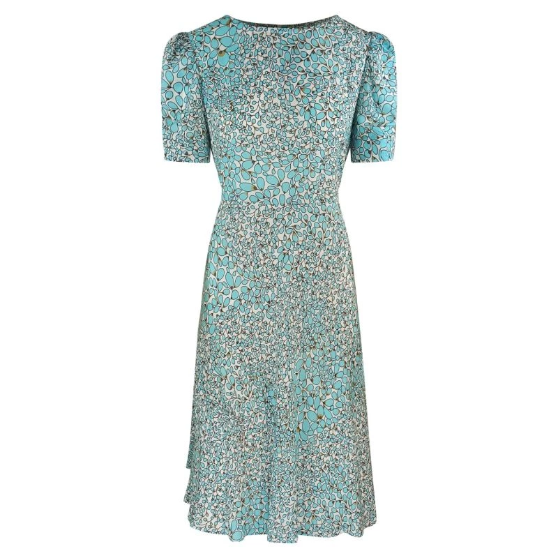 Printed Viscose Short Sleeved Dress - Zante Blue By Haris Cotton 2 Printed Viscose Short Sleeved Dress - Zante Blue By Haris Cotton - Image 2