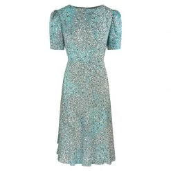 Printed Viscose Short Sleeved Dress - Zante Blue By Haris Cotton