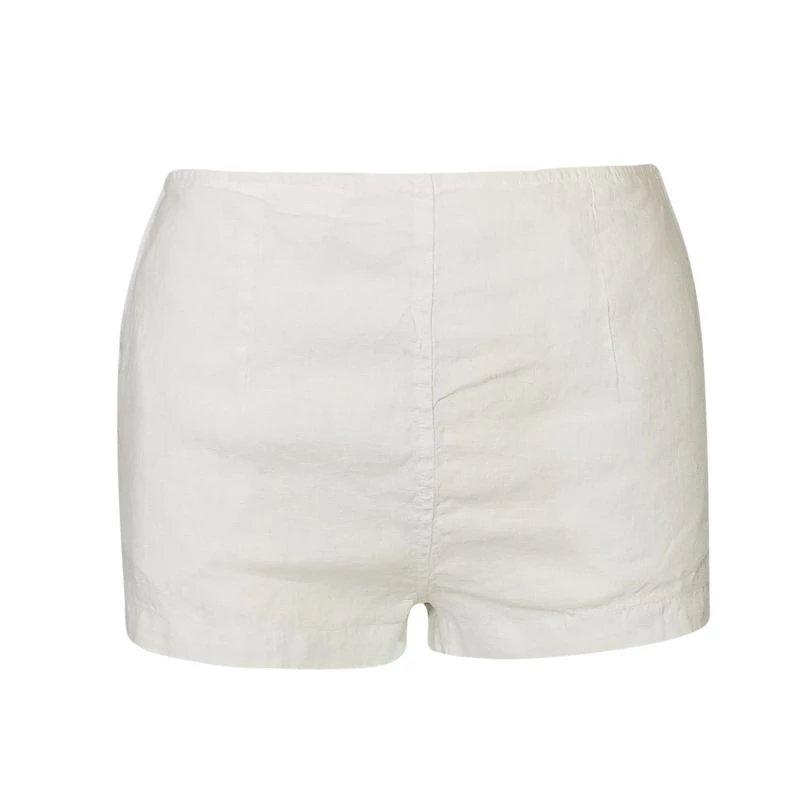 High Waisted Linen Shorts - White By Haris Cotton 1 High Waisted Linen Shorts - White By Haris Cotton