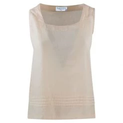 Linen Loose Fit Top With Pleats - Beach Sand By Haris Cotton