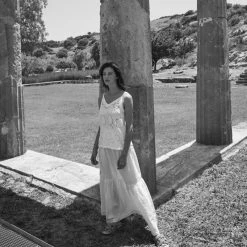 Strapped Linen Top With Embroidered Details - White By Haris Cotton -Cheap Haris Cotton Store ikiuzqvenu04l8apharb