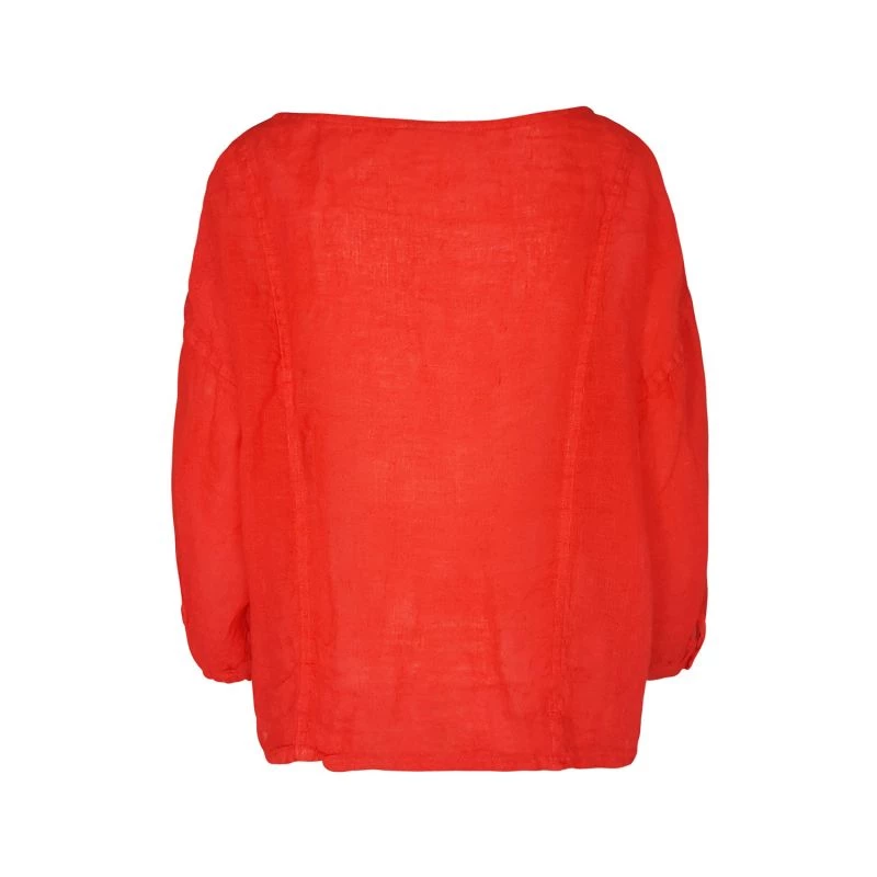 Long Sleeved Linen Gauze Blouse With Front Seams - Coral Reef By Haris Cotton 3 Long Sleeved Linen Gauze Blouse With Front Seams - Coral Reef By Haris Cotton - Image 3