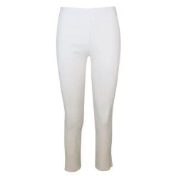 Cut Hem Slim Fit Jersey Linen Blend Stretch Pants - White By Haris Cotton