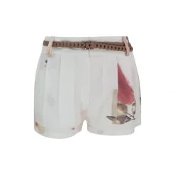 High Waisted Linen Shorts With External Pockets - Olive Tree By Haris Cotton