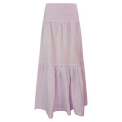 Maxi Linen Ruffled Skirt - Violet By Haris Cotton