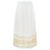 Maxi Linen Ruffled Skirt With Embroidered Panels - White By Haris Cotton